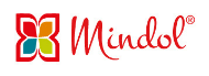 Logótipo da Mindol com flores coloridas e texto vermelho