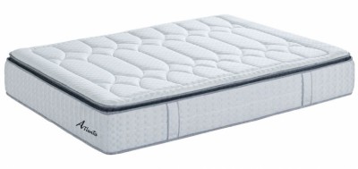 Colchão branco acolchoado com bordas cinzentas e texto Avanto