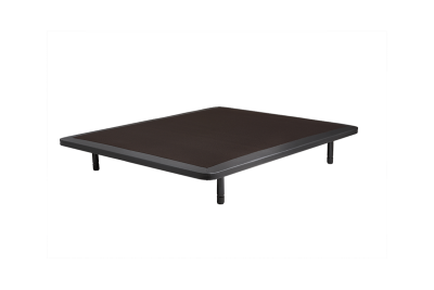 Base para cama preta com estrutura metálica e quatro pernas