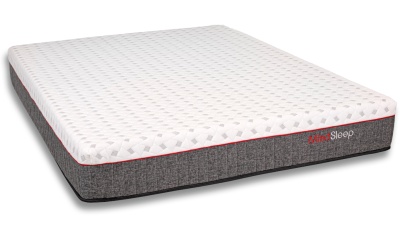 Colchão branco com laterais cinza e texto ERMI Sleep