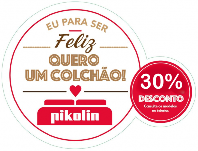 Etiqueta promocional de desconto de colchão Pikolin