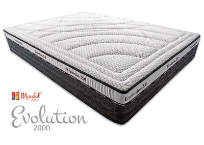 Colchão Evolution 2000 branco e cinza com textura ondulada e texto Evolution 2.0 na lateral