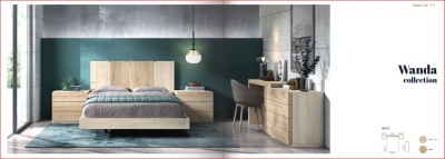 quarto moderno com móveis de madeira clara coleção Wanda