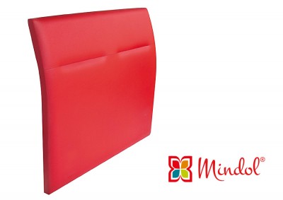 Cabeceira de cama vermelha com logotipo Mindol