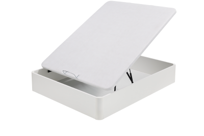 Base de cama elevatória branca com tampo almofadado aberto