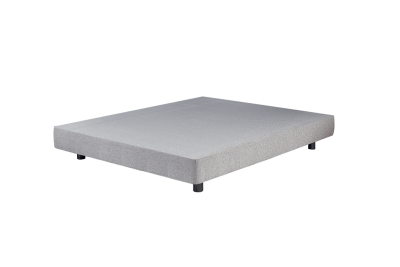 Base de cama cinza claro com quatro pés pretos