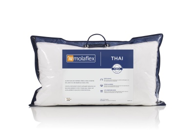 Travesseiro Molaflex Thai embalado com etiqueta azul