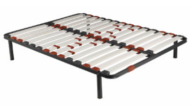 Estrado de cama metálico com ripas de madeira