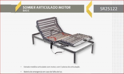 Cama articulada metálica motorizada cinza com controle remoto
