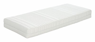 Colchão branco com padrão de riscas longitudinais elevadas