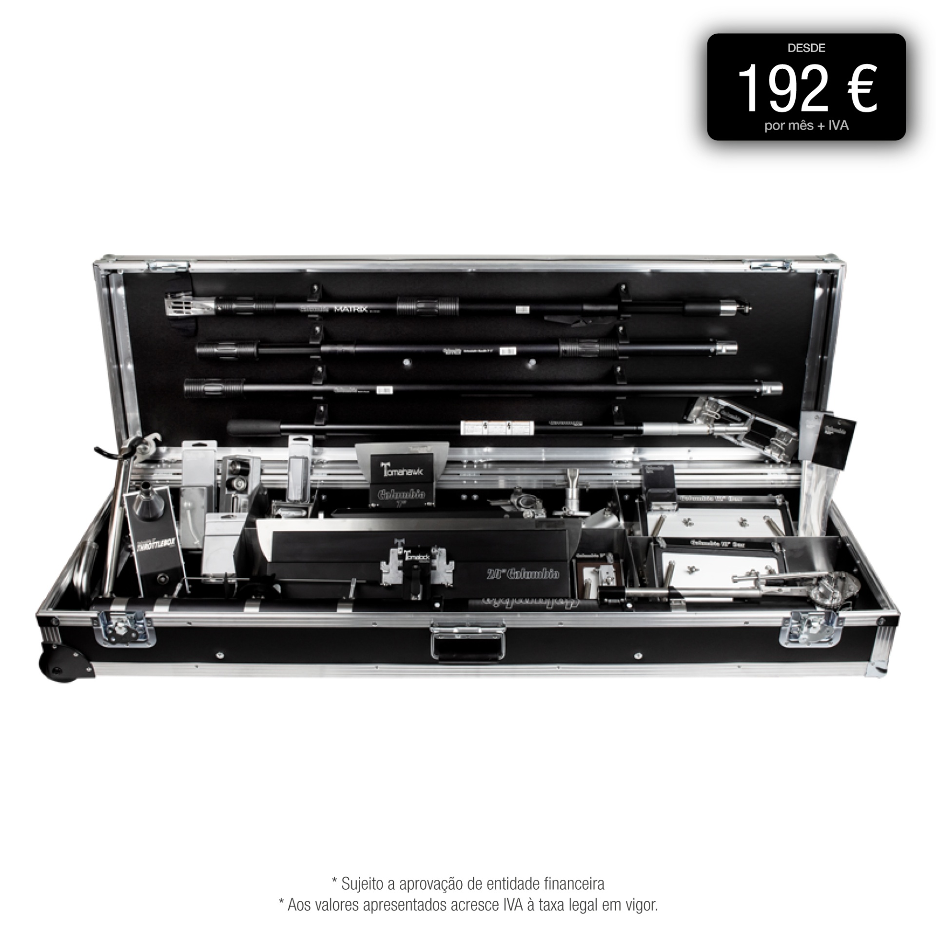 Conjunto de ferramentas mecânicas em caixa metálica preta