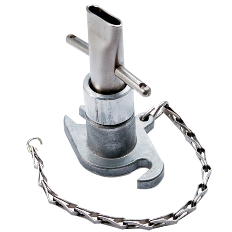 Ferramenta metálica com corrente e pino transversal