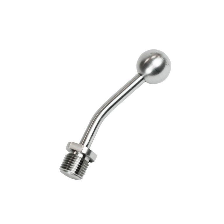 Peça metálica com base roscada e bola na extremidade