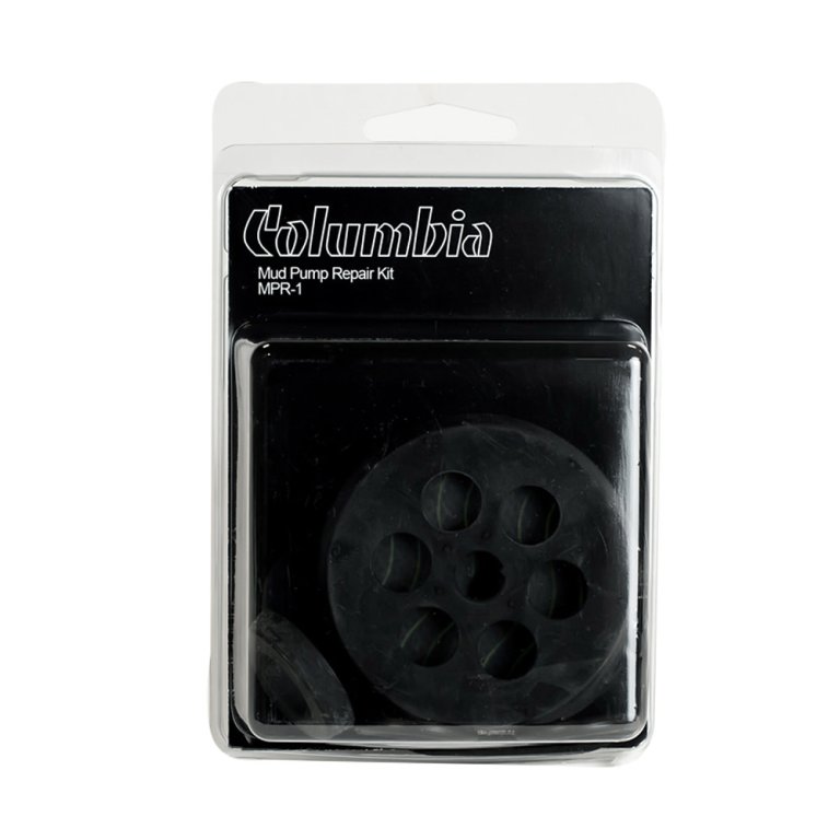 Kit reparação bomba lama Columbia com peças pretas em embalagem transparente