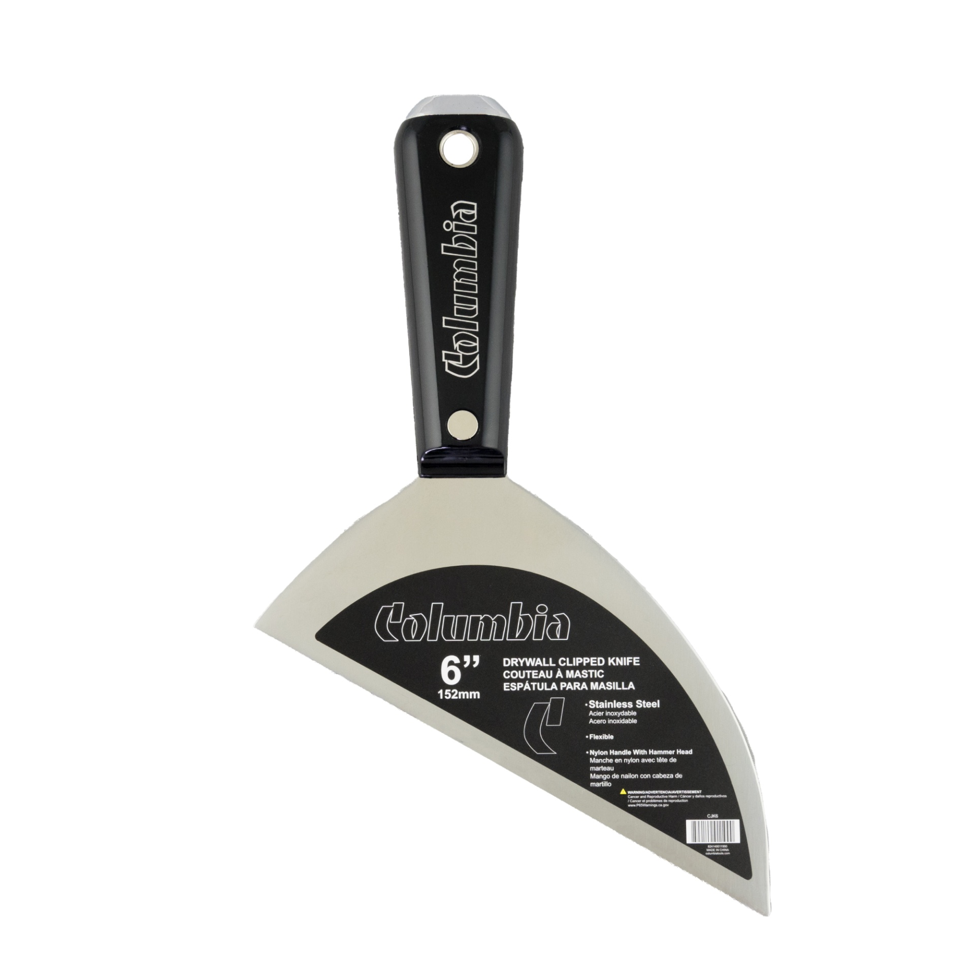 Espátula para drywall Columbia com lâmina de aço inox e cabo preto