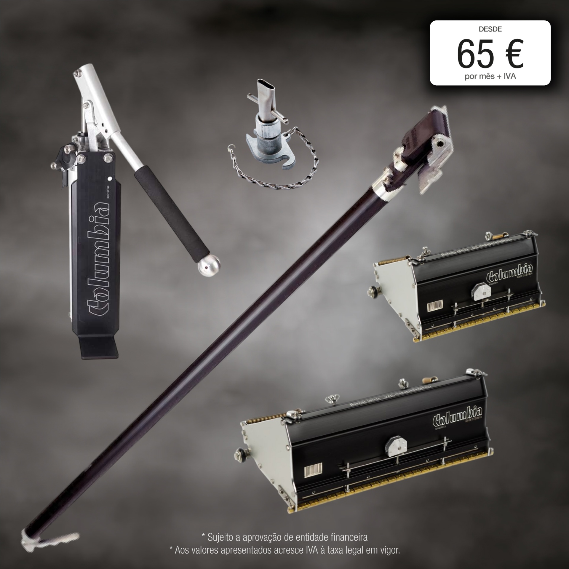 Conjunto de ferramentas agrícolas Columbia em metal preto e prateado