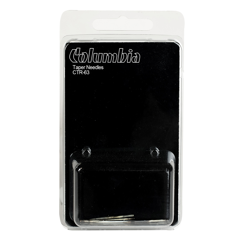 Embalagem de agulhas Columbia Taper Needles CTR-63 em plástico transparente.
