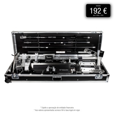 Conjunto de ferramentas mecânicas em caixa metálica preta