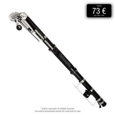 Vara de pesca telescópica preta com marca Columbia