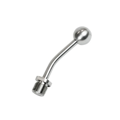 Peça metálica com base roscada e bola na extremidade
