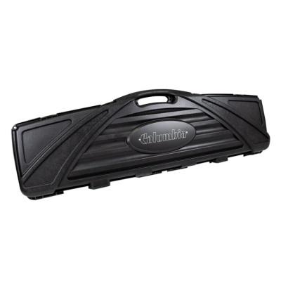 Estojo rígido preto com pega integrada e logo columbia