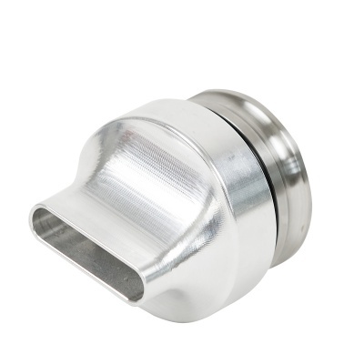 Peça metálica cilíndrica prateada com extremidade ovalada