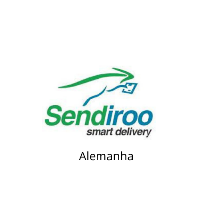 Logótipo Sendiroo com texto e palavra Alemanha num fundo branco