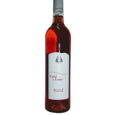 Garrafa de vinho rosé Casal do Lombo com rótulo branco e tampa branca