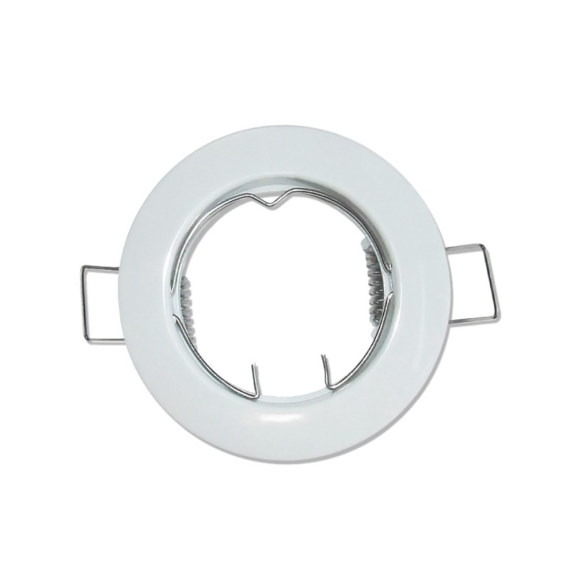 Suporte redondo branco para lâmpada embutida com clips metálicos