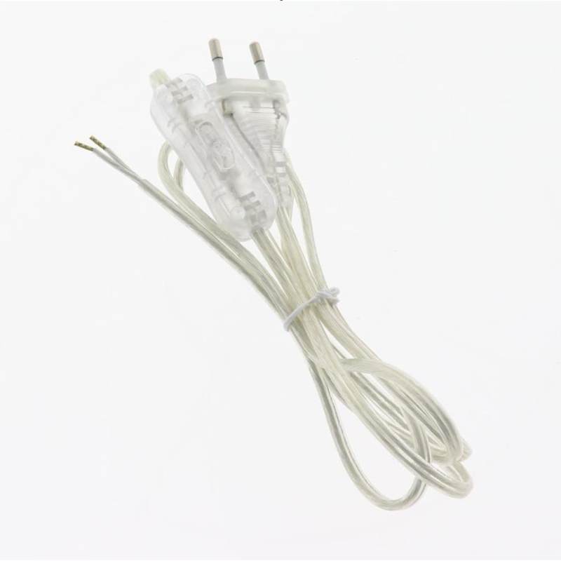 Cabo elétrico transparente com plugue e interruptor integrado