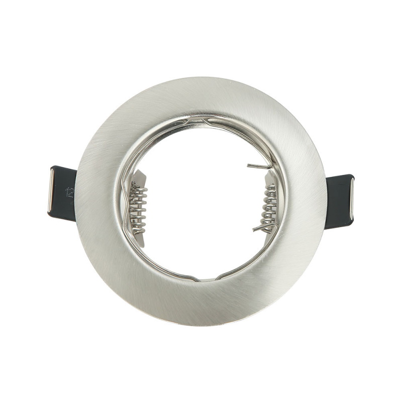 Suporte metálico redondo para lâmpada embutida com molas e acabamento prateado