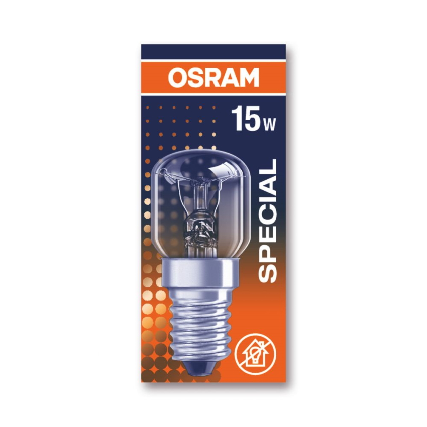 Lâmpada OSRAM 15W embalagem azul escuro e laranja