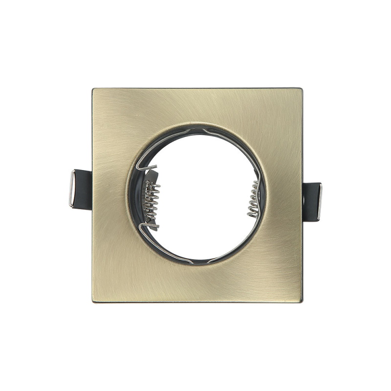 Suporte quadrado metálico dourado fosco para lâmpada embutida