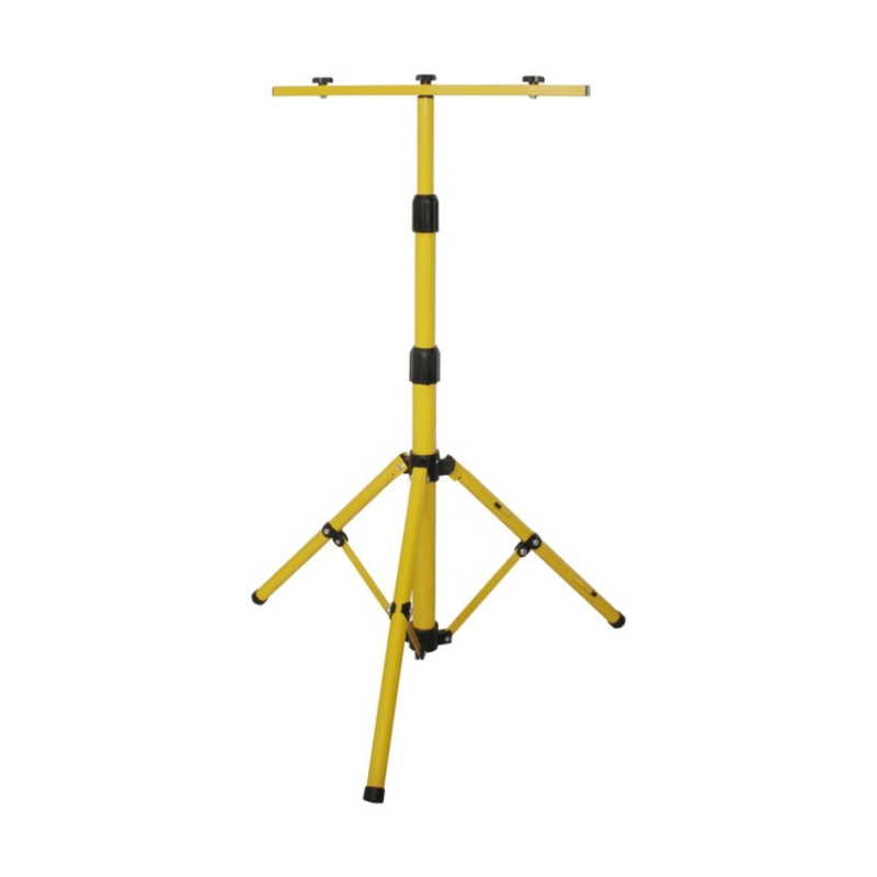 Suporte tripé amarelo metálico ajustável com base de três pernas
