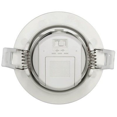 Lâmpada embutida redonda branca com mola metálica e indicador de temperatura