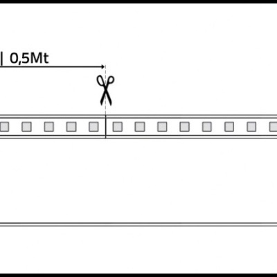 Perfil branco com recortes quadrados e medidas técnicas desenhadas