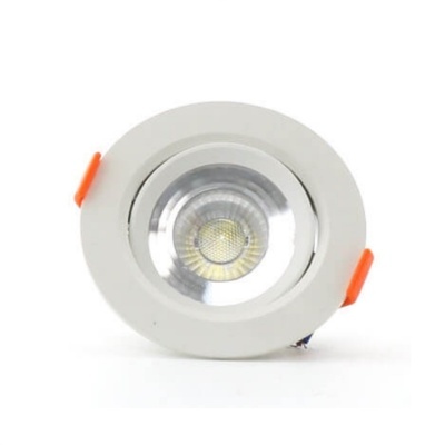 Luz LED embutida redonda branca com ganchos laranja