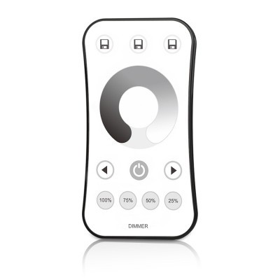 Comando remoto para dimmer branco com botões e anel circular