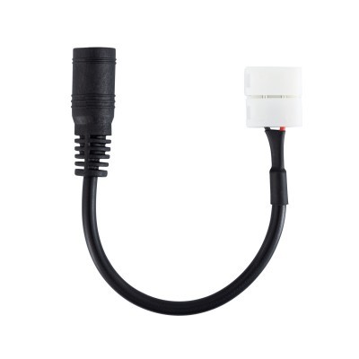 Adaptador de cabo com conetores preto e branco em fundo branco