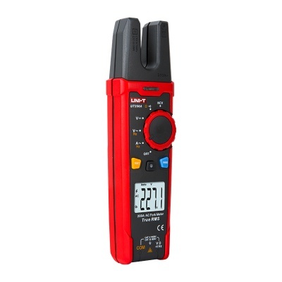 Medidor digital vermelho e preto UNI-T UT-230A com visor LCD e botões coloridos