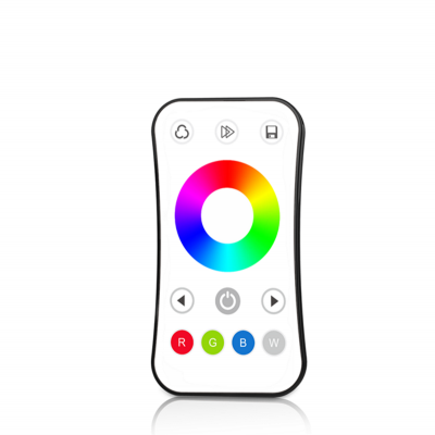Comando remoto para controlo de cores RGBW com vários botões e círculo colorido