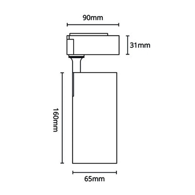 Desenho técnico a preto e branco com dimensões em milímetros de um objeto retangular