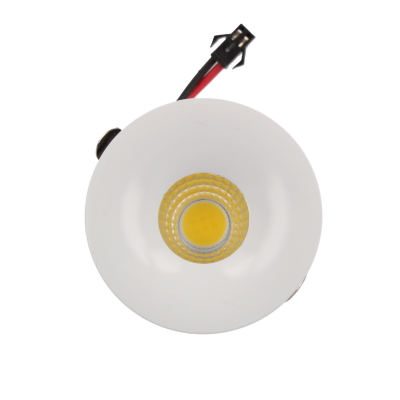 Luz LED redonda branca com lente amarela e cabo elétrico