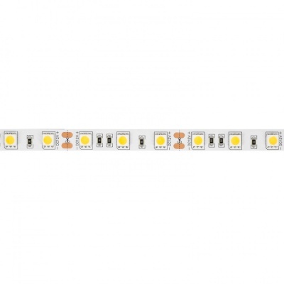 Fita LED flexível com pequenos LEDs amarelos em fundo branco