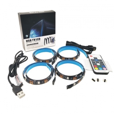 Kit de fitas LED USB RGB com controlo remoto e cabo