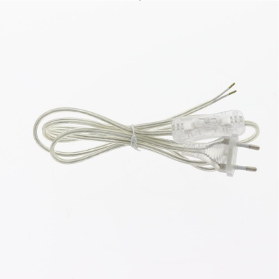 Cabo elétrico transparente com plugue dois pinos