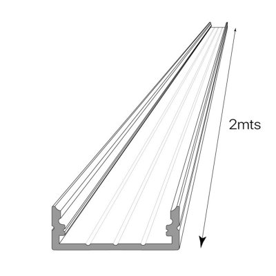 Perfil de alumínio branco de 2 metros com canaletas internas e detalhes moldados nas laterais.
