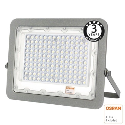 Projetor LED cinzento com 96 LEDs e selo de garantia