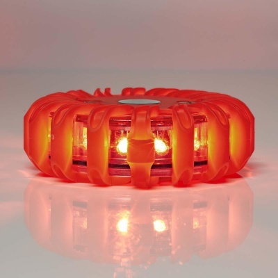 Luz de segurança circular vermelha com luzes LED internas