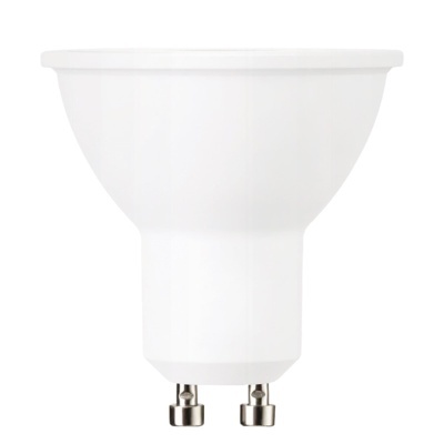 Lâmpada LED branca com base GU10 metálica redonda